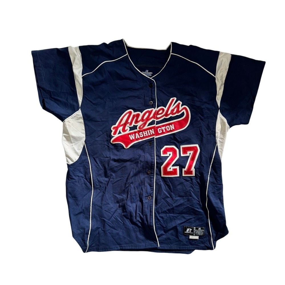 Russell Athletic Washington Angels Softball Jersey Womens XL Blue Stitched 27